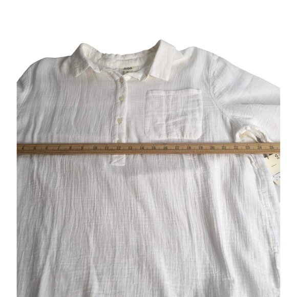 ana Shirt Womens 2XL White Gauze Long Sleeve Relaxed Fit Henley - Picture 6 of 14